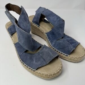 Rockport Cobb Hill Blue Ankle Strap Leather Women Sandals Size 8.5